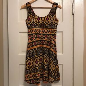 Aztec Abstract Tribal Pattern Yellow Dress